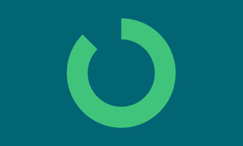 Resource icon, green incomplete circle over teal background
