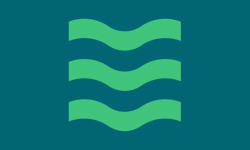 Water icon, green wave like lines over a teal background