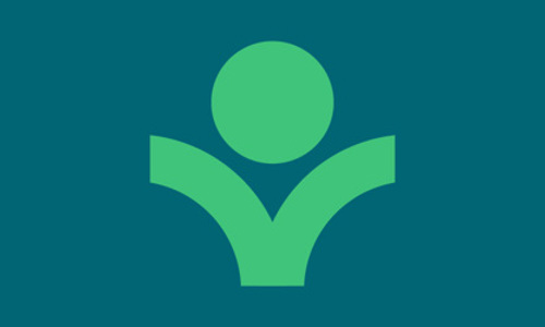 People icon, green person like icon over a teal background