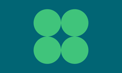 Information, four green dots over a teal background